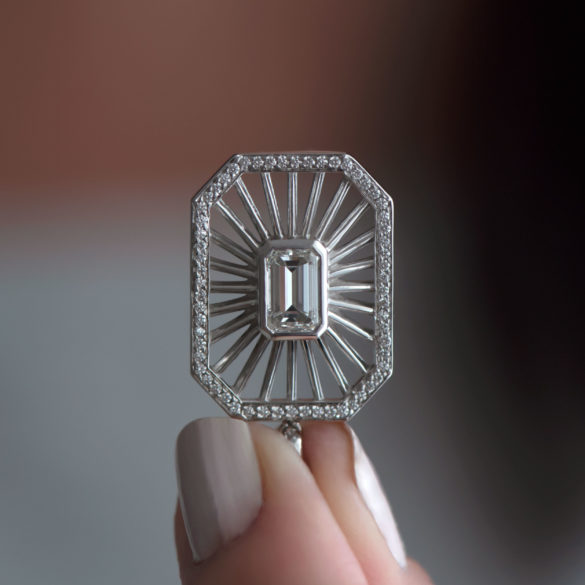 Emerald Cut Diamond Pendant close-up