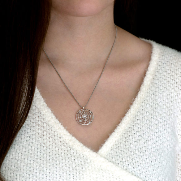 Cosmos Diamond Fabrique Necklace on neck alt view