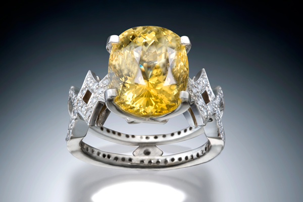 Yellow Sapphire and Diamond Ring Christopher Duquet Evanston