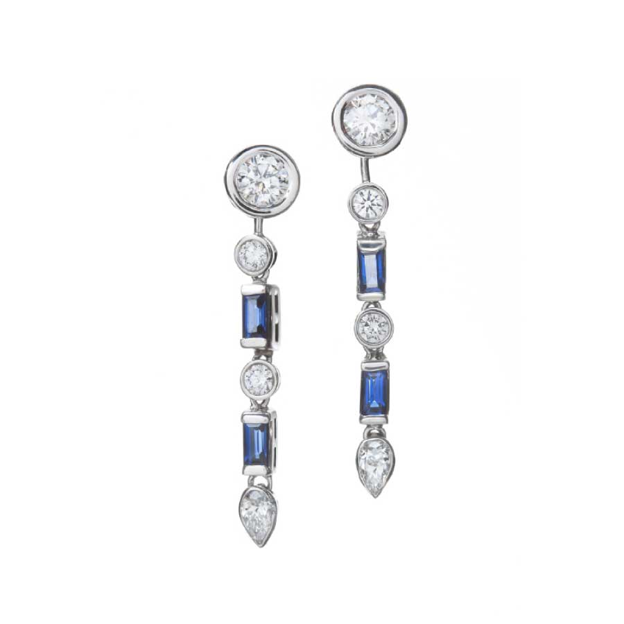 Diamond Studs with Sapphire and Diamond Earring Jackets Christopher Duquet Evanston