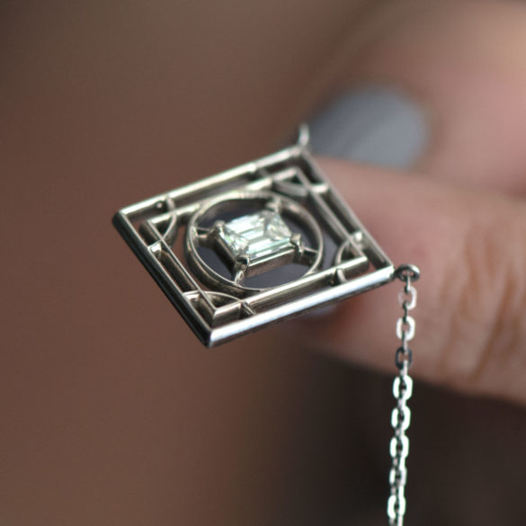 Stained Glass Diamond Art Deco Redux Necklace pendant close-up