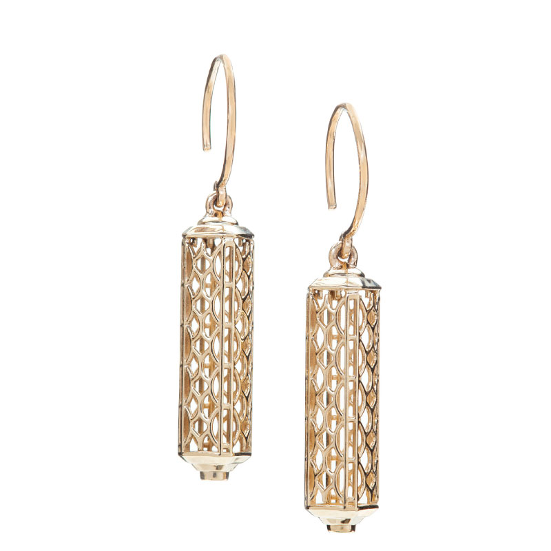 Art Deco Redux by Christopher Duquet | Gold Wire Cage Earrings