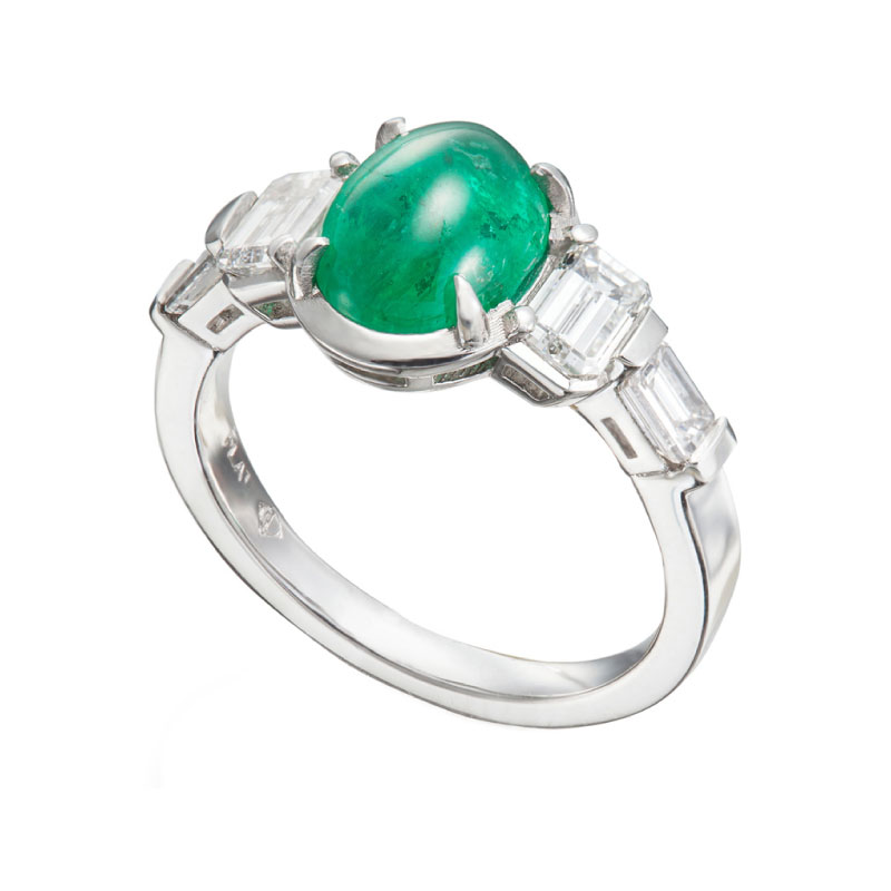 Details about   5 Stone Emerald Cabochon Stack-able Ring 