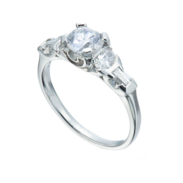 Art Deco Redux by Christopher Duquet | Diamond Ring with Half Moon Side Detail