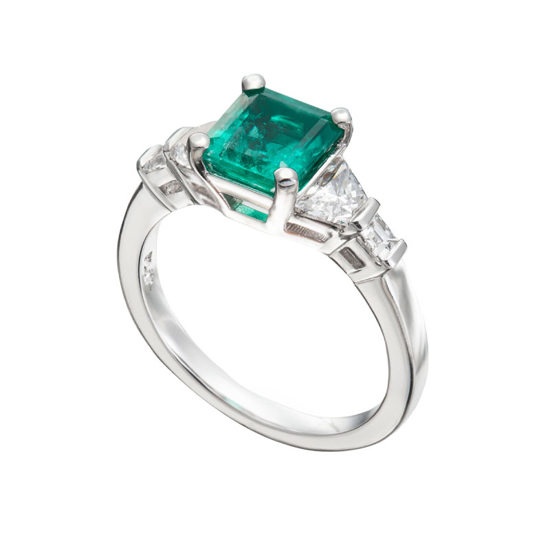 Art Deco Redux by Christopher Duquet | Square Cut Emerald with Diamond Accents