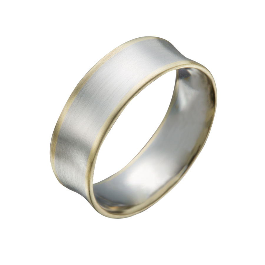 2-Toned Concave Gent’s Wedding Ring with Thin Edge by Christoher Duquet