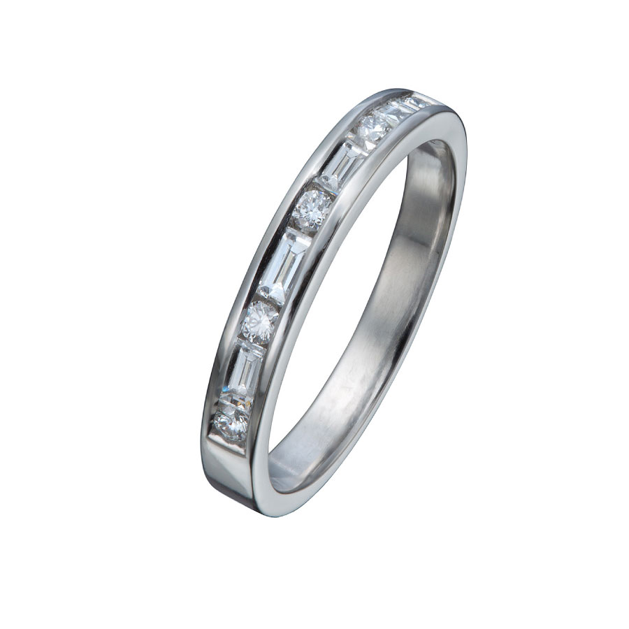 Baguette and Round Diamond Band | Ladies Wedding Band by Christopher Duquet
