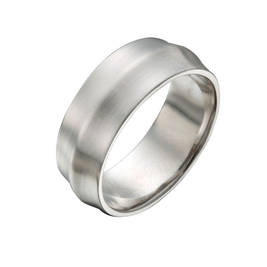 Custom Shaped Gent’s Wedding Ring Platinum or White Gold | Men's Designer Wedding Ring by Christopher Duquet