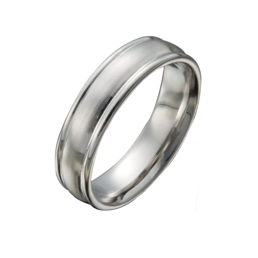 Gent’s Domed Weddign Ring with Rounded Edges Platinum or White Gold | Men's Designer Wedding Ring by Christopher Duquet