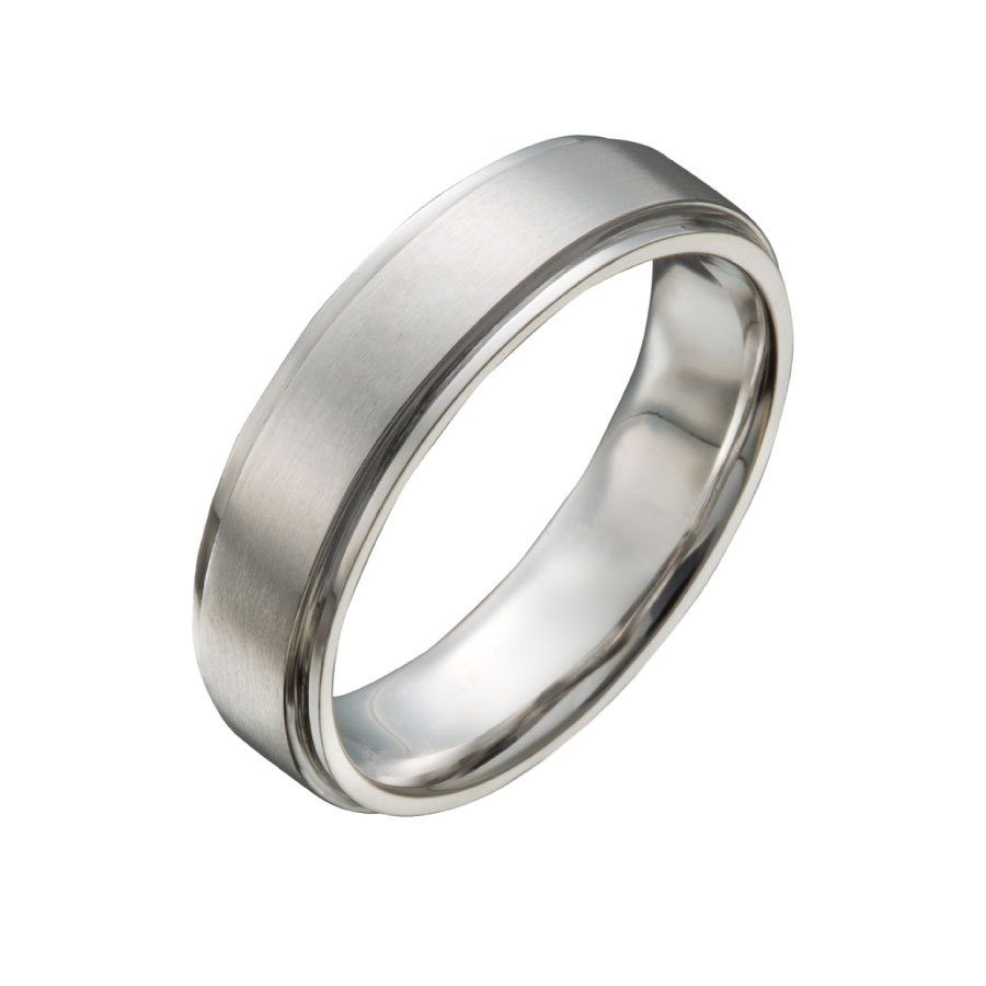 Gent’s Stepped Wedding Ring Platinum or White Gold | Men's Designer Wedding Ring by Christopher Duquet