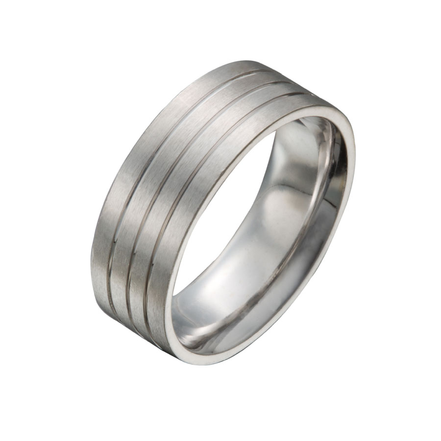 Gent’s Triple Grooved Platinum Ring | Men's Designer Wedding Ring by Christopher Duquet