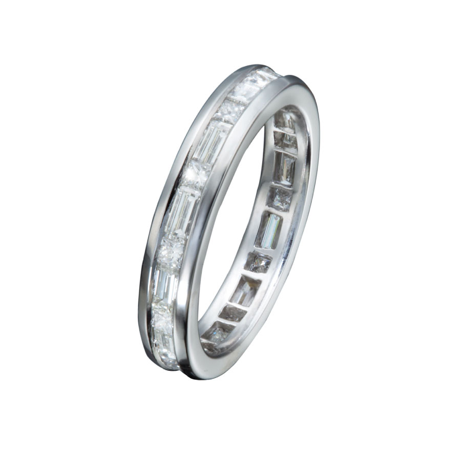 Princess Cut and Baguette Diamond Eternity RIng  | Ladies Wedding Ring by Christopher Duquet