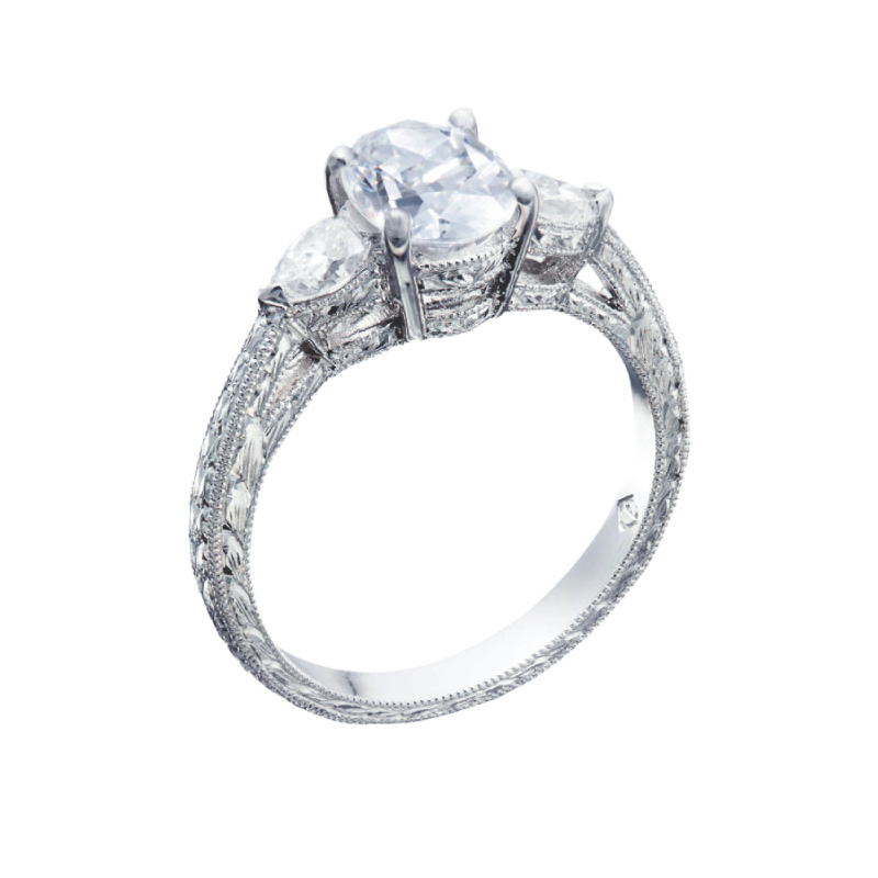 Vintage Oval and Pear Diamond Engagement Ring | Vintage Engagement Rings by Christopher Duquet
