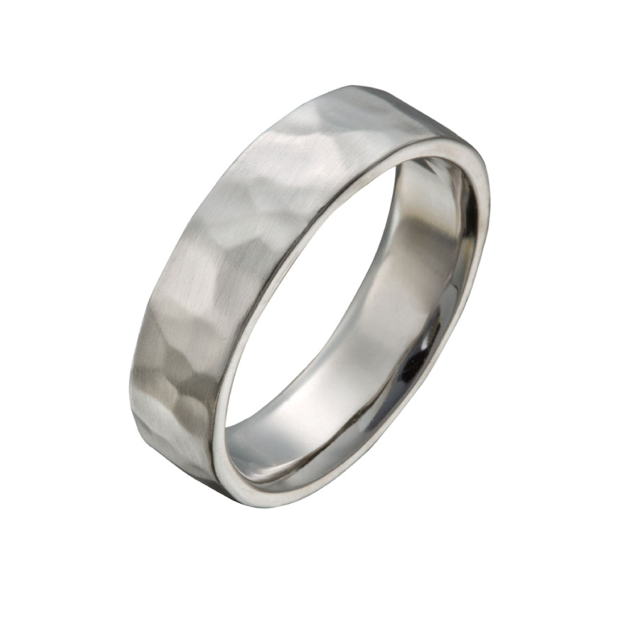 Planish Texture Hammered Gent’s Ring | | Men's Designer Wedding Ring by Christopher Duquet