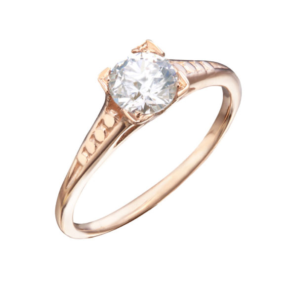 Rose Gold Diamond Solitaire Engagement Ring | Vintage Engagement Rings by Christopher Duquet
