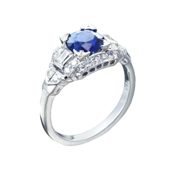 Sapphire and Diamond Engagement Ring | Vintage Engagement Rings by Christopher Duquet