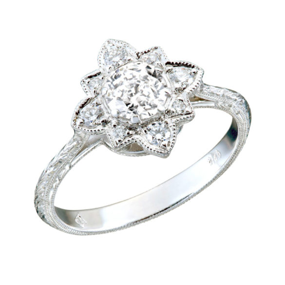 Bold Flower Set Diamond Ring | Vintage Elegance Engagement Rings by Christopher Duquet