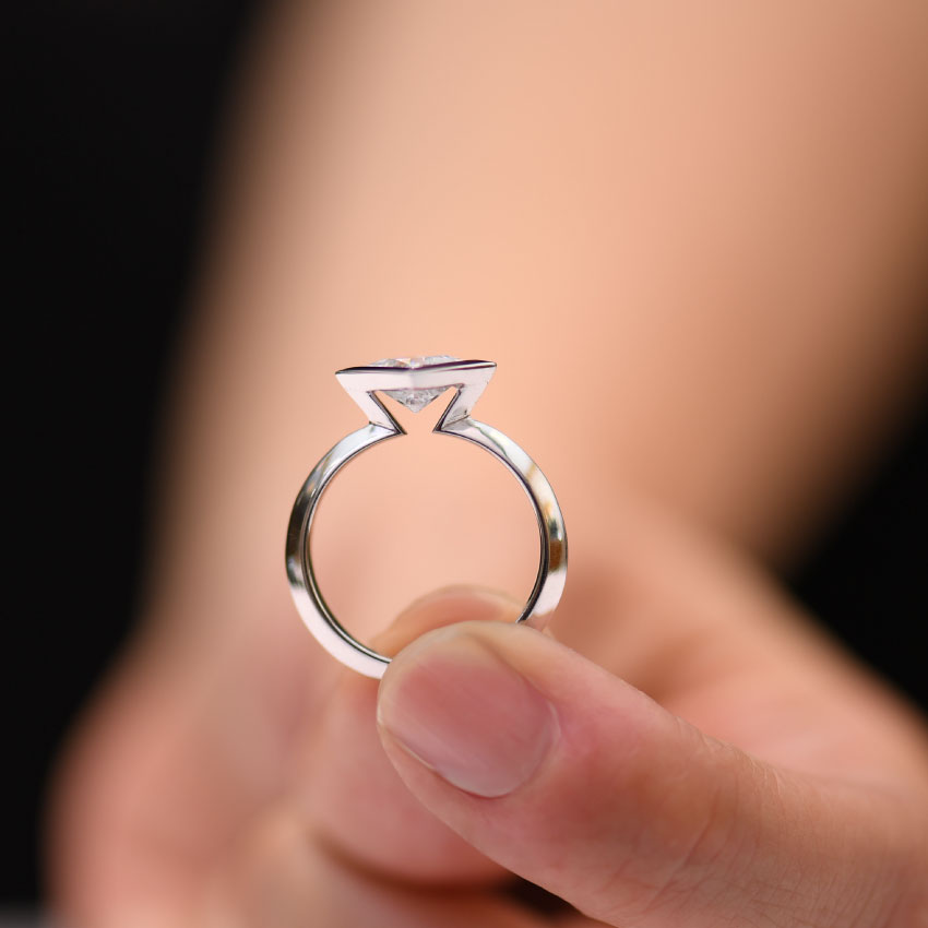 Bezel Set On Point Princess Diamond Engagement Ring Setting
