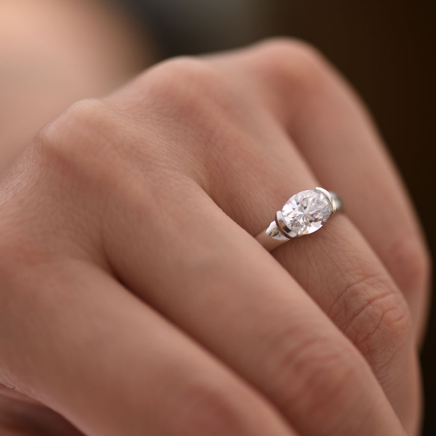 Oval Diamond Engagement Ring hand view