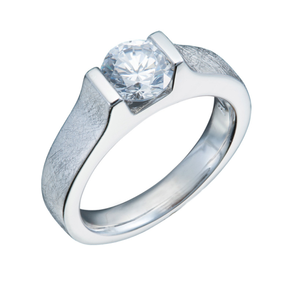 Bar Set Modern Solitaire Diamond Engagement Ring | Christopher Duquet Modern Engagement Ring Collection