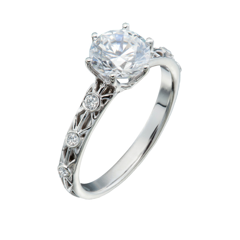 Platinum and Diamond Fabrique Diamond Solitaire Engagement Ring | Christopher Duquet Modern Engagement Ring Collection