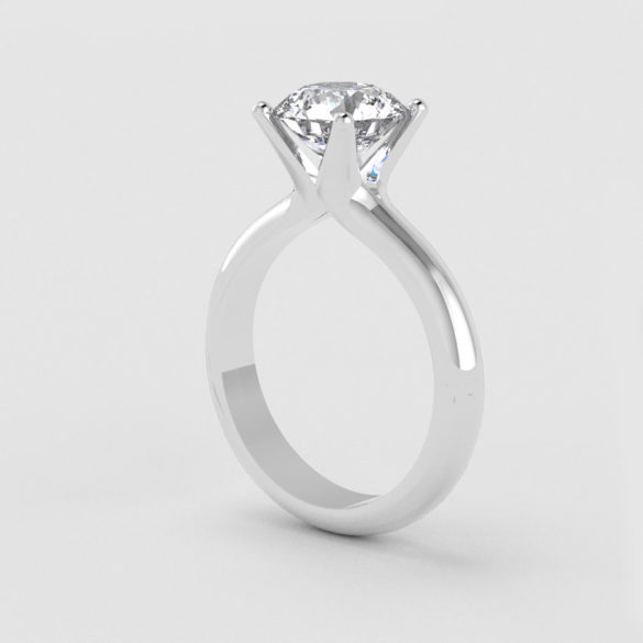Round Brilliant Cut Solitaire Diamond Engagement Ring with a 4 Prong Setting