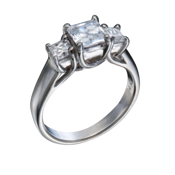 3 Stone Princess Cut Diamond Classic Lines Engagement Rings Christopher Duquet
