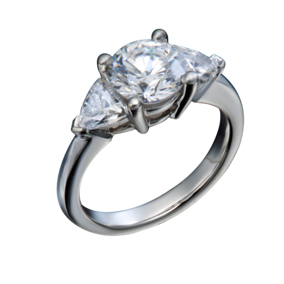 3 Stone Ring with Trillion Accents Classic Lines Engagement Rings Christopher Duquet