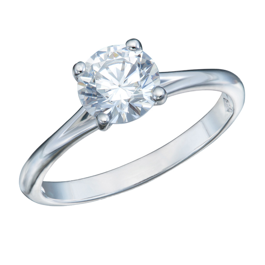 4 Prong Solitaire Diamond With Suspended "V" Setting Classic Lines Engagement Rings Christopher Duquet
