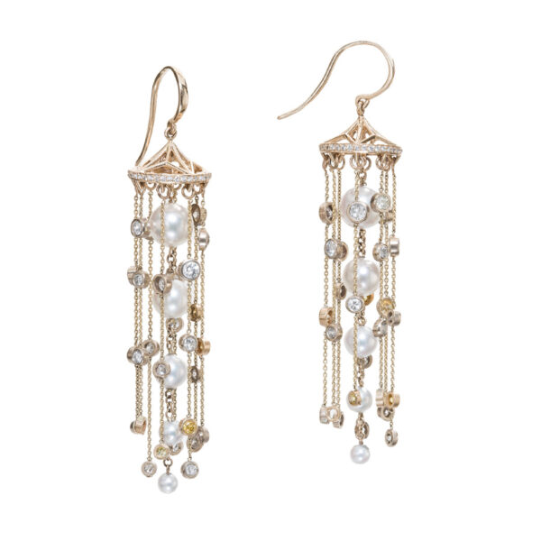 Diamond and Pearl Waterfall Drop Earrings – Christopher Duquet Fine Jewelry
