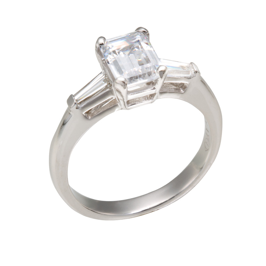 Emerald Cut Diamond with Tapered Baguette Accents Classic Lines Engagement Rings Christopher Duquet