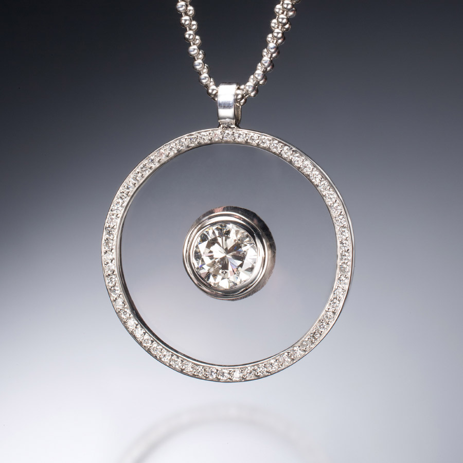 Floating Diamond Pendant | Stained Glass Designer Jewelry Collection by Christopher Duquet