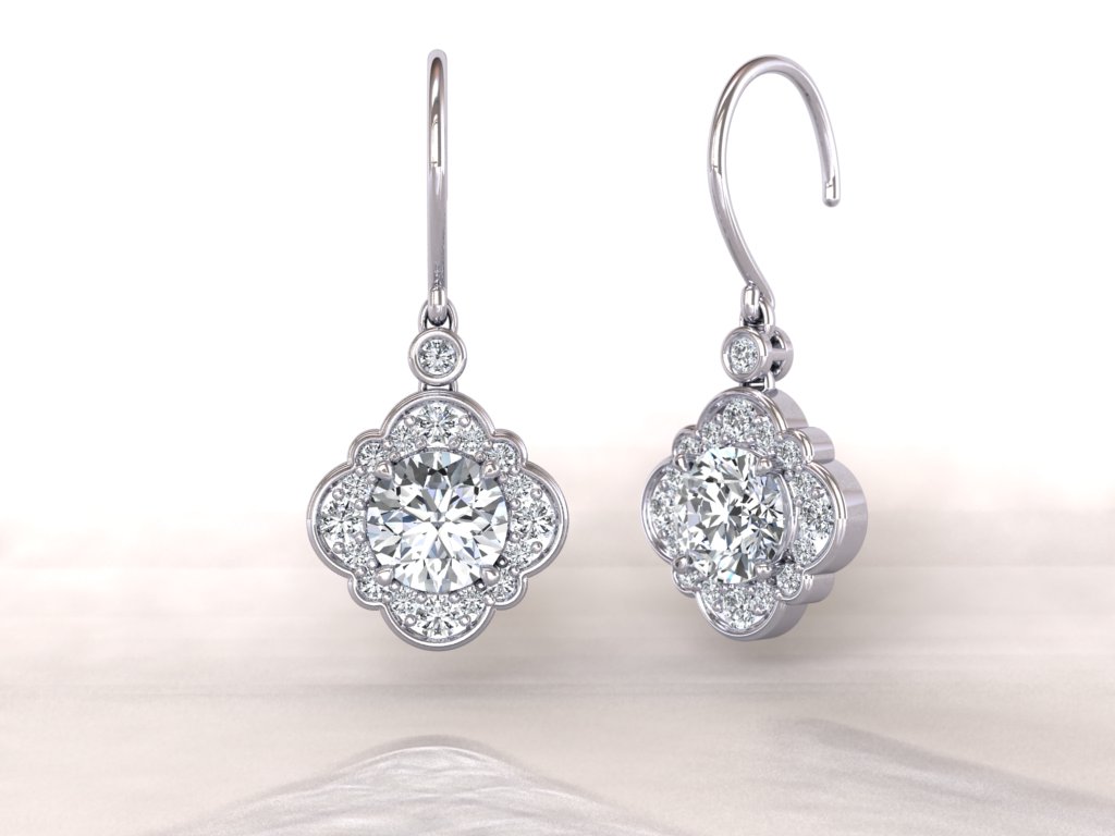 Custom Made Diamond Drop Earrings