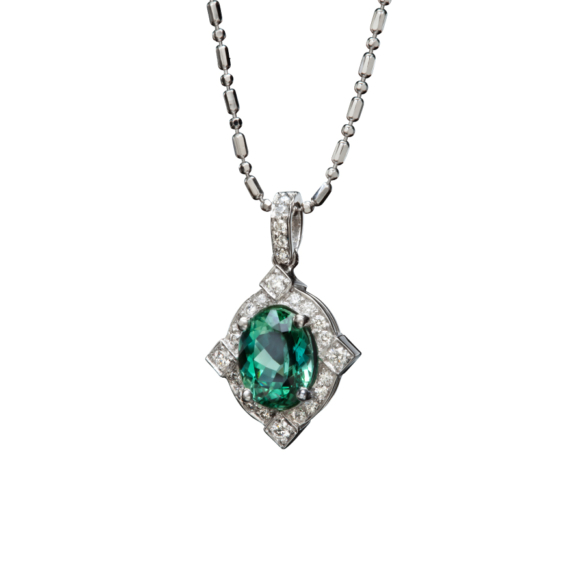 Mint Tourmaline and Diamond Pendant | Christopher Duquet