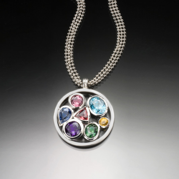 Mixed Color Gemstone Circle Pendant | Christopher Duquet