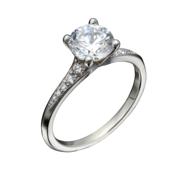 Round Diamond Center with Graduated Pave Diamond Accents Classic Lines Engagement Rings Christopher Duquet