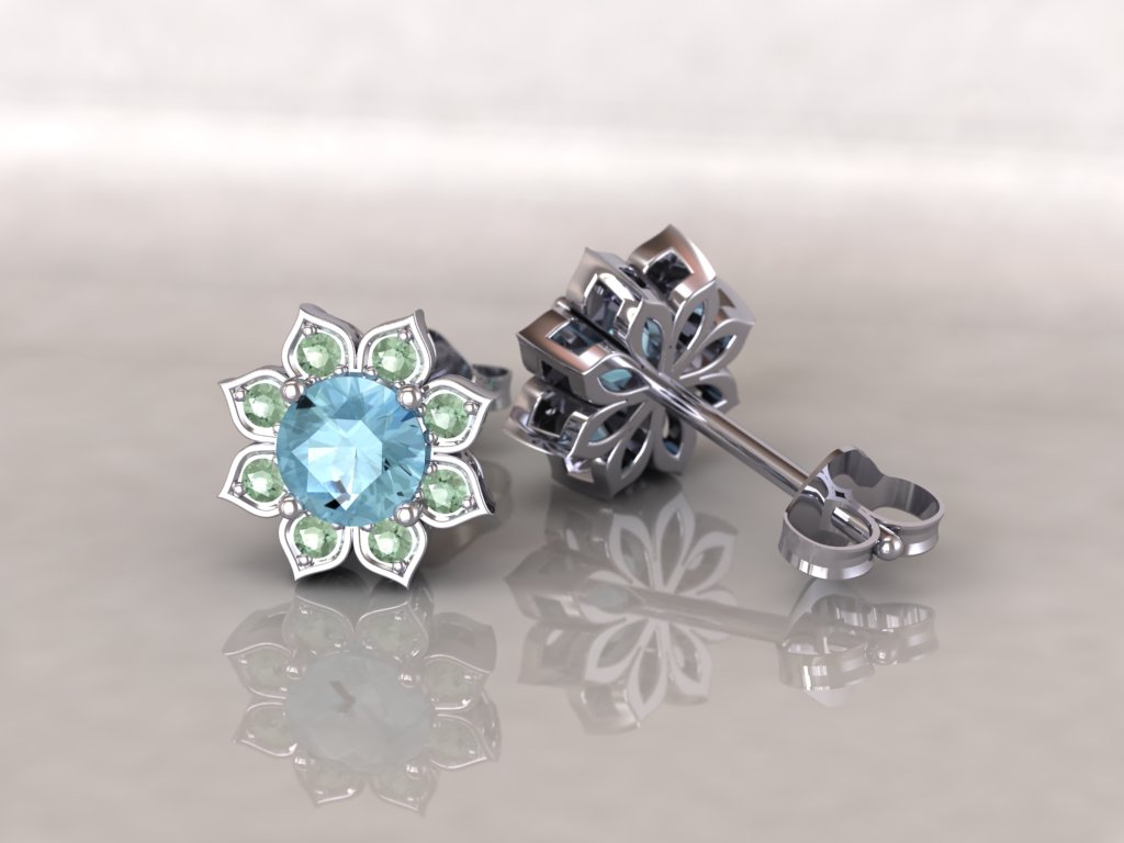 Custom Made Aquamarine and Diamond Earrings Christopher Duquet