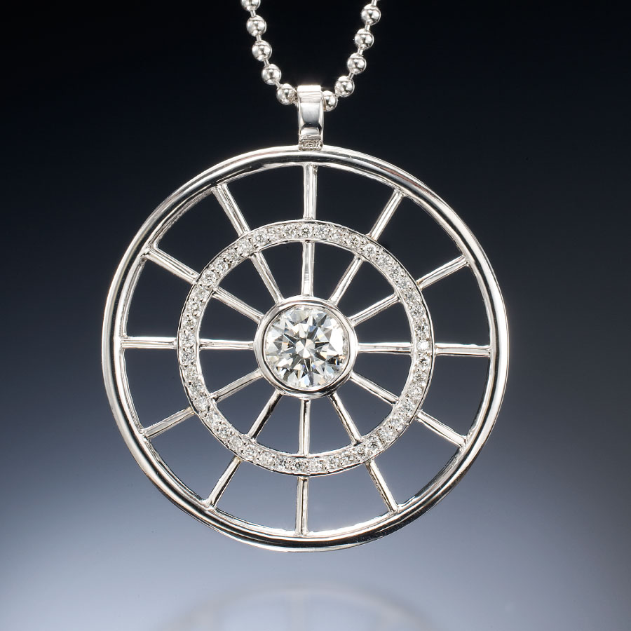 Target Pendant with Diamond Accents | Fabrique Designer Jewelry by Christopher Duquet
