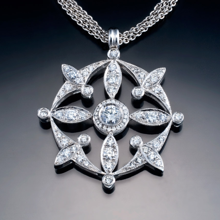 Vintage Style Diamond Pendant Christopher Duquet