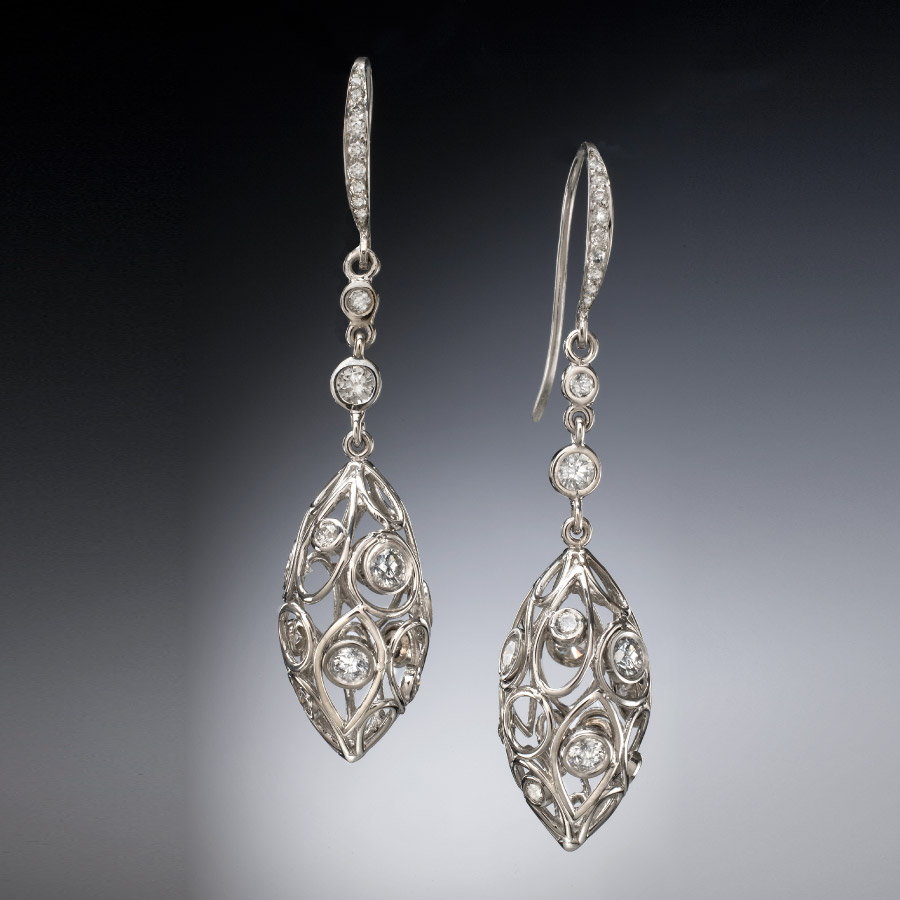 Wireframe Diamond Drop Earrings - Christopher Duquet Fine Jewelry