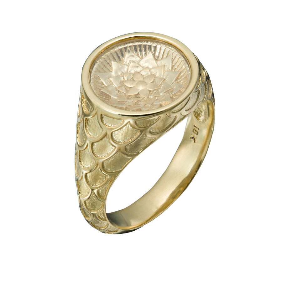 Dragon Skin Lotus Ring | Facing East Designer Jewelry by Christopher Duquet