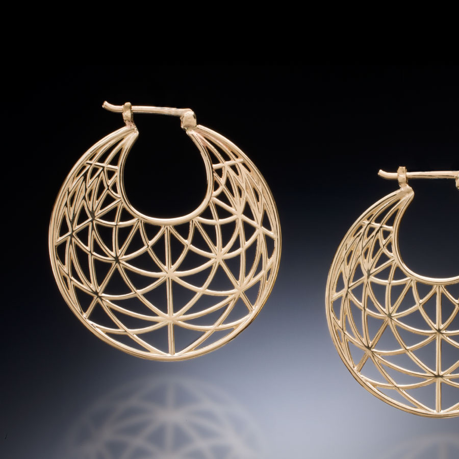 Yellow Gold Geometric Gypsy Hoops | Fabrique Designer Jewelry by Christopher Duquet