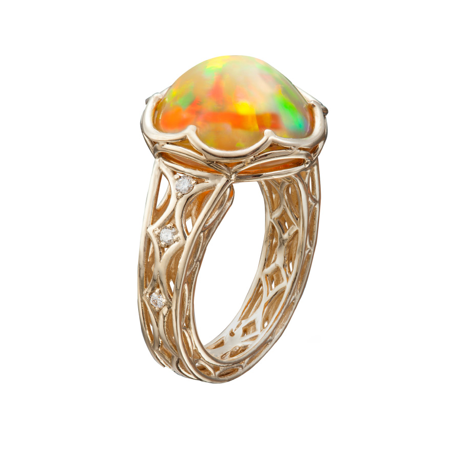 Yellow Gold Citrine Ring | Facing East Designer Jewelry by Christopher Duquet