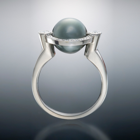 Black Pearl and Diamond Ring Christopher Duquet