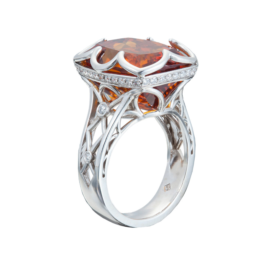 White Gold, Citrine and Diamond Ring Christopher Duquet