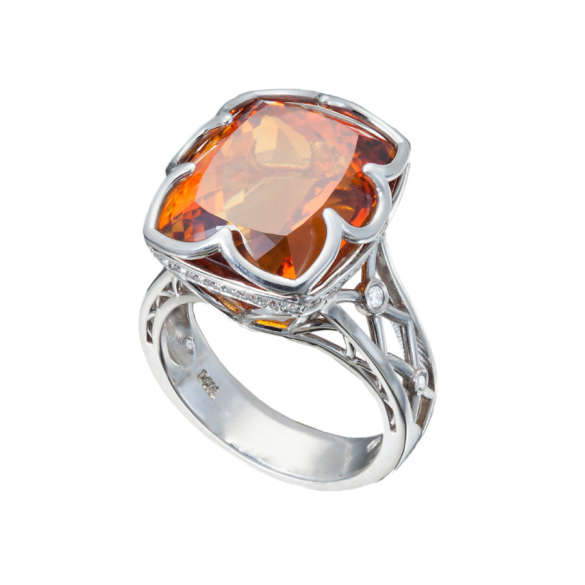 white gold citrine and diamond ring Designer Gemstone Rings by Christopher Duquet copy