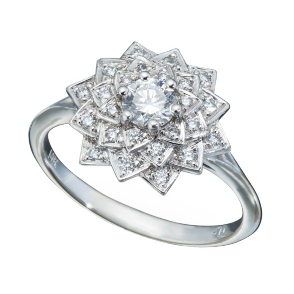 Diamond Cluster Ring in Snowflake Pattern Alternative Engagement Rings Collection by Christopher Duquet