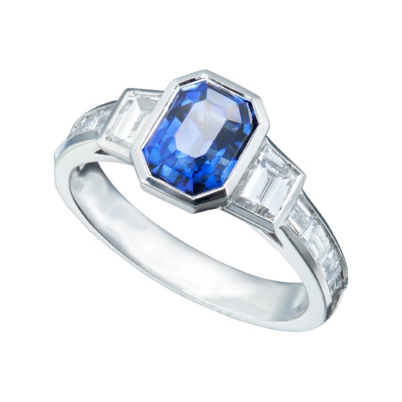 Sapphire Radiant Cut Ring with Diamond Accents – Christopher Duquet ...