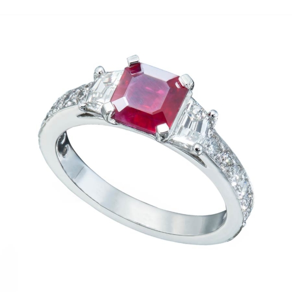 Square Ruby and Diamond Ring Alternative Engagement Rings Collection by Christopher Duquet