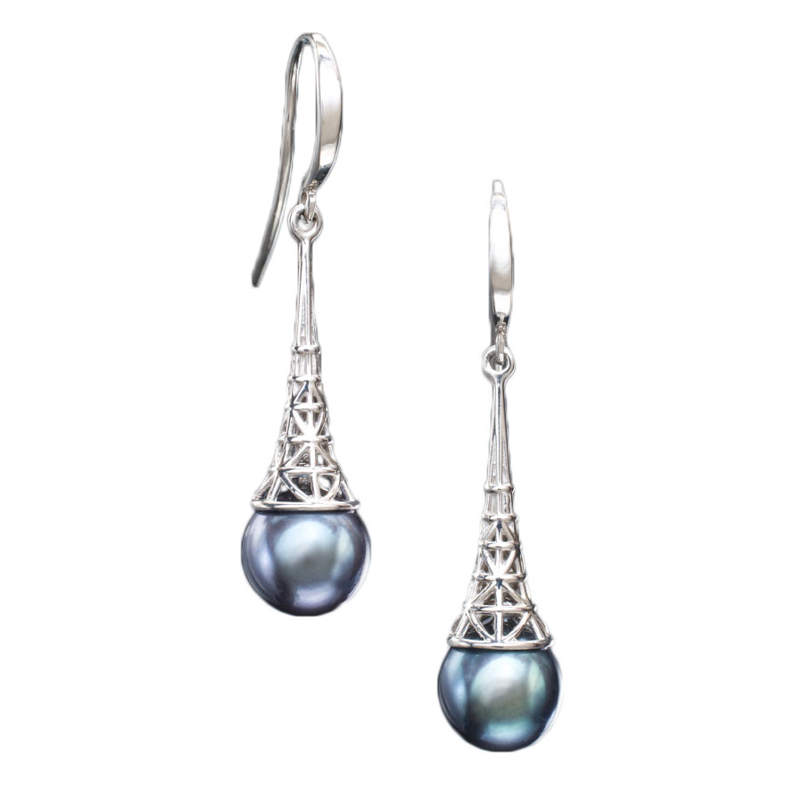 Black Pearl Drop Earrings Collection by Christopher Duquet background